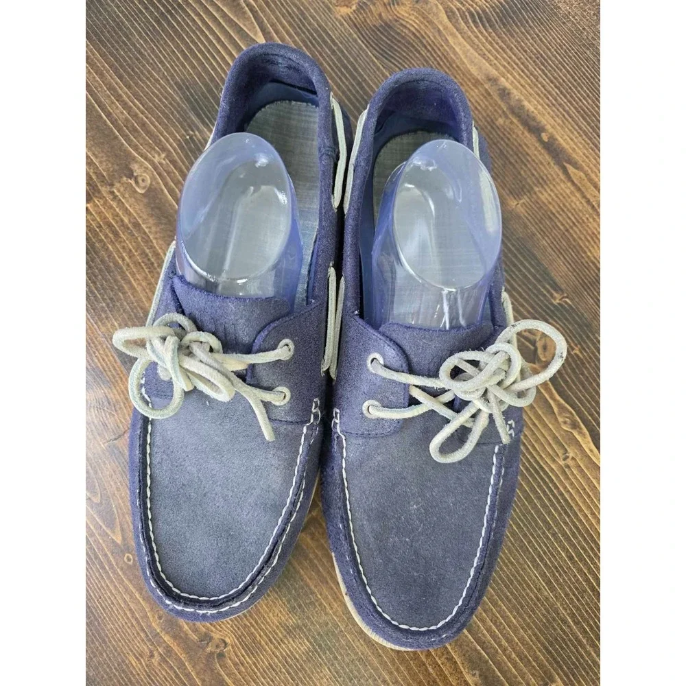 GH Bass & Co Hampton Men's Boat Shoes Size 11.5 Blue Navy Slip On Leather Loafer